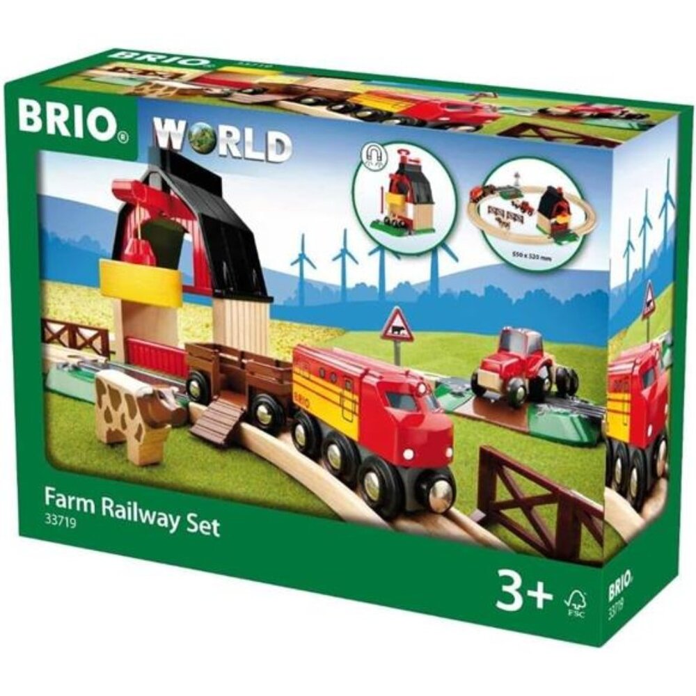 World Farm Railway Set - 20-Piece FSC-Certified Wood Train Set